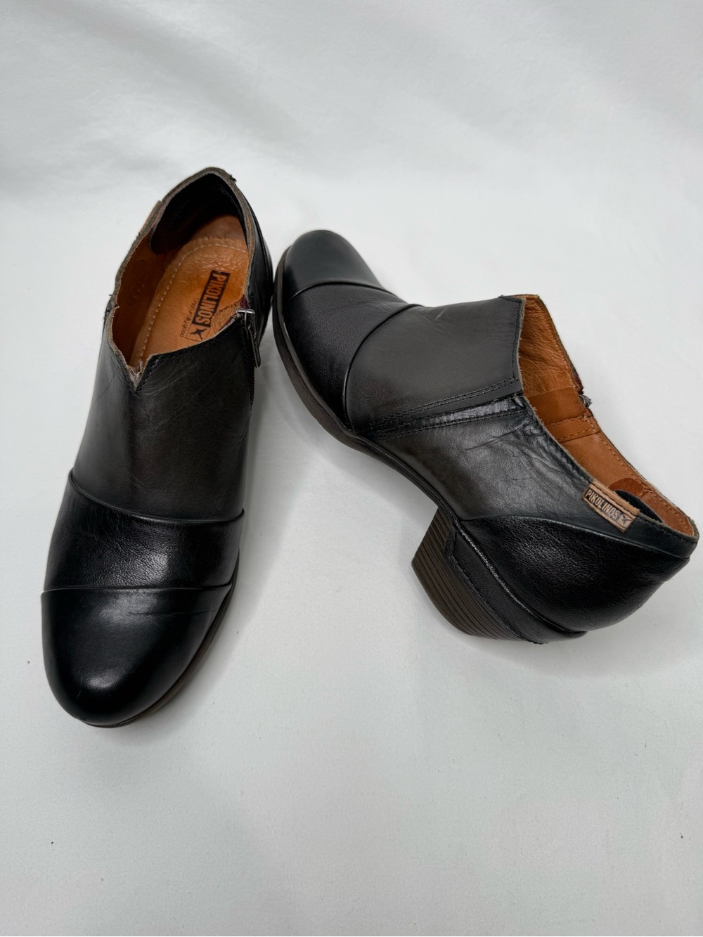 Pikolinos Women’s Leather Ankle Booties Black Side Zip Low Heel Rotterdam 41